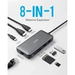 Kép 1/5 - ANKER USB HUB, PowerExpend 8-in-1, USB-C Media Hub, 2xHDMI, 2xUSB3.0, Ethernet, SD/microSD kártyaolvasóval - A83800A