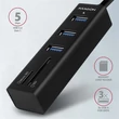 Kép 2/5 - AXAGON HMA-CR3A 3 portos USB 3.2 HUB kártyaolvasóval, fekete