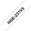 Kép 1/2 - BROTHER szalag HGe-231, Fehér alapon Fekete, Nagy sebességű, 12mm  0.47", 8 méter, 5db/csomag