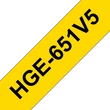Kép 1/2 - BROTHER szalag HGe-651, Sárga alapon Fekete, Nagy sebességű, 24mm  0.94", 8 méter, 5db/csomag
