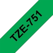 Kép 1/5 - BROTHER szalag TZe-751, Zöld alapon Fekete, Laminált, 24mm  0.94", 8 méter