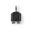Kép 1/3 - Nedis CAGB22940BK 3,5mm sztereo jack dugó - 2x RCA aljzat adapter