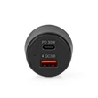 Kép 3/4 - Nedis CCPD30W100BK szivargyújtós töltö / táp, 48W, 2x 3A, USB-A / USB-C, bemenet 12V / 24V