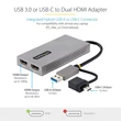 Kép 2/3 - STARTECH Adapter USB to Dual HDMI, 2xUSB 3.2 + USB 3.0 to HDMI