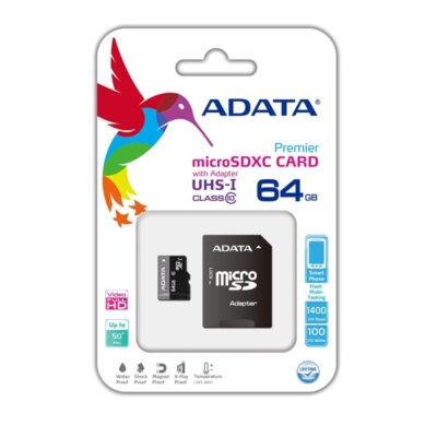 ADATA Memóriakártya MicroSDXC 64GB + Adapter UHS-I CL10 (50/10)