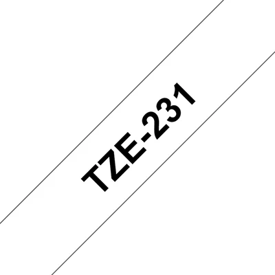 BROTHER szalag TZe-231, Fehér alapon Fekete, Laminált, 12mm  0.47", 8 méter