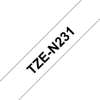 BROTHER szalag TZe-N231, Fehér alapon Fekete, Nem laminált, 12mm  0.47", 8 méter