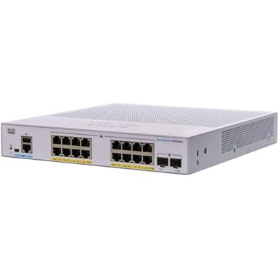 CISCO Switch 16x1000Mbps (POE+) + 2x1000Mbps SFP, Fémházas, Rackes, Menedzselhető - CBS350-16FP-2G-EU