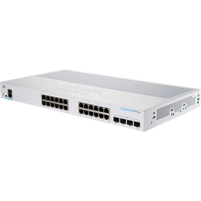 CISCO Switch 24x1000Mbps (POE+) + 4x1000Mbps SFP, Menedzselhető, Fémházas, Rackes - CBS250-24PP-4G-EU