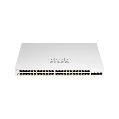 CISCO Switch 48x1000Mbps + 4x10000Mbps SFP+, Menedzselhető, Fémházas, Rackes - CBS220-48T-4X-EU