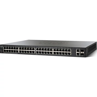 CISCO Switch 48x1000Mbps (POE+) + 2x1000Mbps SFP Kombó, Fémházas, Rackes, Menedzselhető - SG220-50P-K9-EU