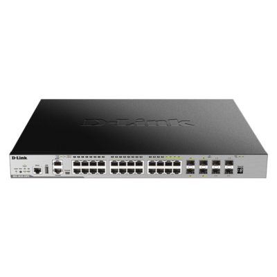 D-LINK Switch 20x1000Mbps(20xPOE) + 4xGigabit SFP+ + 4xGigabit SFP kombó Menedzselhető, Rackes (370W POE), DGS-3630-28PC