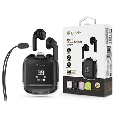 DEVIA ST399282 TWS-M6 BLUETOOTH SZTEREÓ FÜLHALLGATÓ V5.3 + TÖLTŐTOK-FEKETE