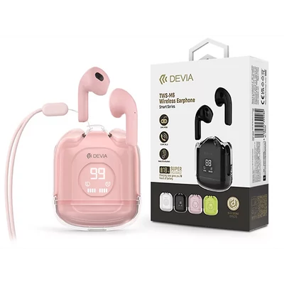 DEVIA ST399305 TWS-M6 BLUETOOTH SZTEREÓ FÜLHALLGATÓ V5.3 + TÖLTŐTOK-RÓZSASZÍN