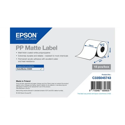 EPSON PP Matte Label - Continuous Roll: 76mm x 29m