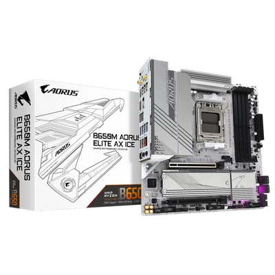 GIGABYTE Alaplap AM5 B650M AORUS ELITE AX ICE AMD B650, mATX
