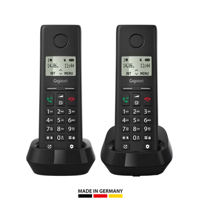 GIGASET DECT telefon, PURE 200 Duo, fekete