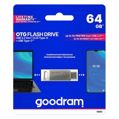 GOODRAM Pendrive 64GB ODA3 USB 3.2, Ezüst