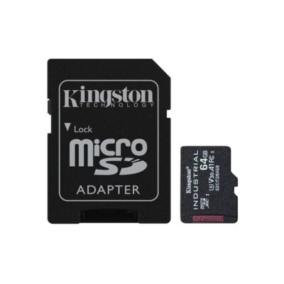 KINGSTON Memóriakártya MicroSDHC 64GB Industrial C10 A1 pSLC + Adapter