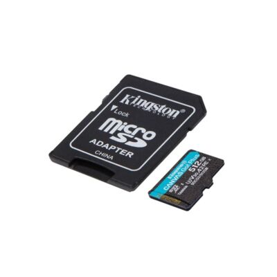 KINGSTON Memóriakártya MicroSDXC 512GB Canvas Go Plus 170R A2 U3 V30 + Adapter
