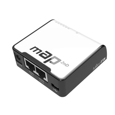 MIKROTIK Wireless Router RouterBOARD 2,4Hz, 2x100Mbps, 300Mbps, Falra rögzíthető - RBMAP2ND
