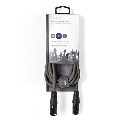 Nedis COTH15010GY30 félprofi XLR audio kábel, XLR dugó - aljzat, 3m, rugalmas