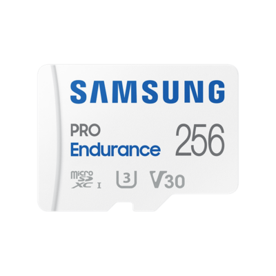 SAMSUNG Memóriakártya, PRO Endurance microSD kártya 256 GB, CLASS 10, UHS-I (SDR104), + SD Adapter, R100/W40