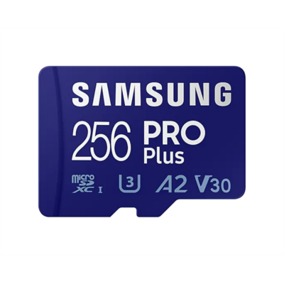SAMSUNG Memóriakártya, PRO Plus microSD kártya (2021) 256GB, CLASS 10, UHS-1, U3, V30, A2, + Adapter, R160/W120