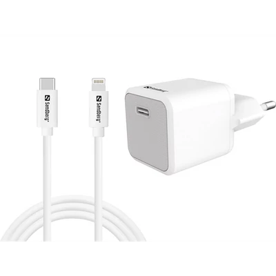 SANDBERG Hálózati töltő, USB-C AC Charger 20W + Lightning 1m