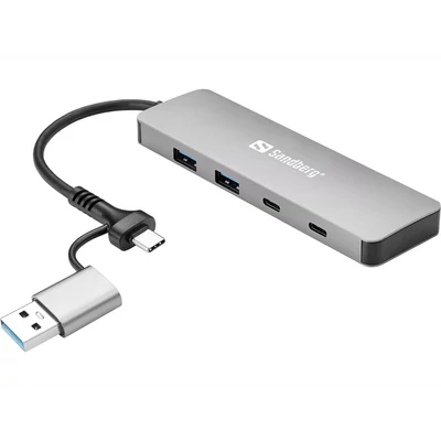 SANDBERG Hub és elosztó, USB-C/A to 2xUSB-A+2xUSB-C Hub
