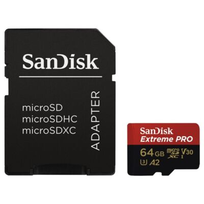 SANDISK 183520, MICROSDHC EXTREME PRO KÁRTYA 64GB, 170MB/s C10, V30, UHS-I, U3, A2