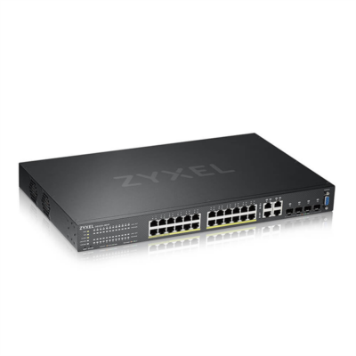 ZYXEL Switch  24x1000Mbps (24xPOE) + 4xGigabit kombó SFP, Menedzselhető Rackes, GS2220-28HP-EU0101F