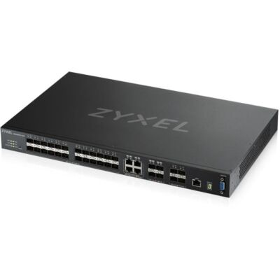 ZYXEL Switch 24xGigabit SFP + 4xGibabit kombó + 4xGigabit SFP+, Fémházas Menedzselhető Rackes, XGS4600-32F-ZZ0102F