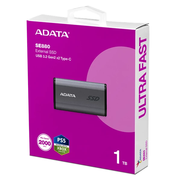 ADATA SSD Külső USB 3.2 1TB SE880 Elite, Szürke
