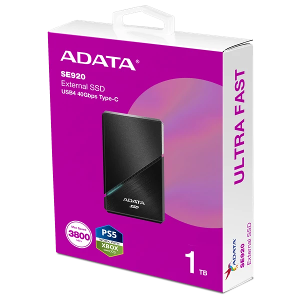 ADATA SSD Külső USB 3.2 1TB SE920 Elite, Fekete