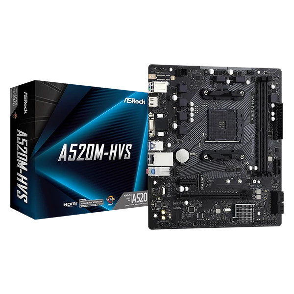 ASROCK Alaplap AM4 A520M-HVS AMD A520, mATX