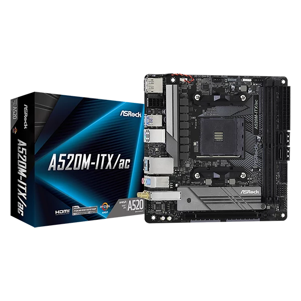ASROCK Alaplap AM4 A520M-ITX/AC AMD A520, mITX