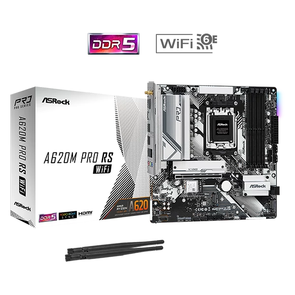 ASROCK Alaplap AM5 A620M PRO RS WIFI AMD A620, mATX