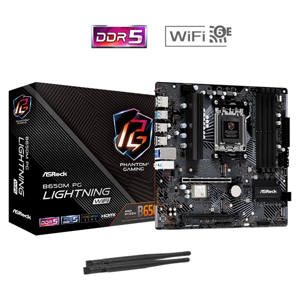 ASROCK Alaplap AM5 B650M PG LIGHTNING WIFI AMD B650, mATX
