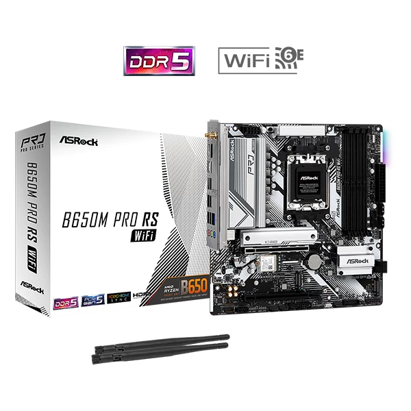 ASROCK Alaplap AM5 B650M PRO RS WIFI AMD B650, mATX