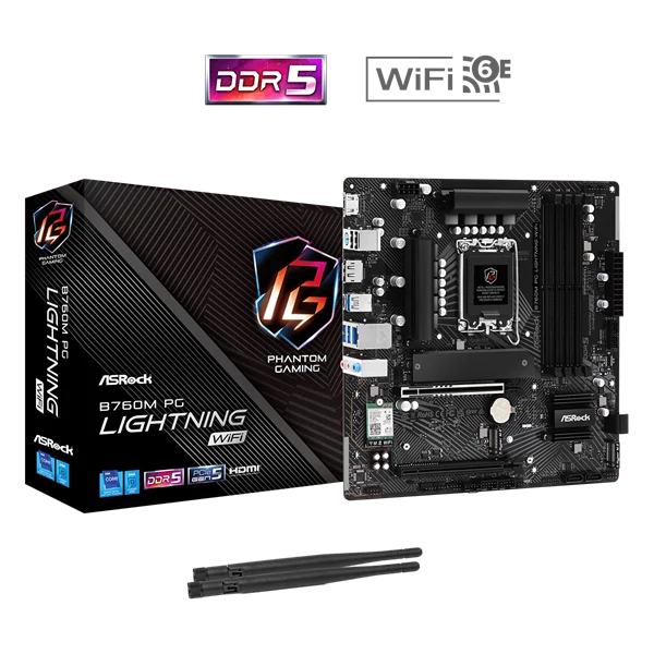 ASROCK Alaplap S1700 B760M PG LIGHTNING WIFI INTEL B760, mATX