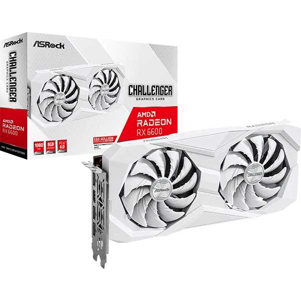 ASROCK Videokártya PCI-Ex16x AMD RX 6600 CHALLENGER WHITE 8GB DDR6
