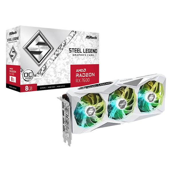 ASROCK Videokártya PCI-Ex16x AMD RX 7600 STEEL LEGEND 8GB DDR6 OC