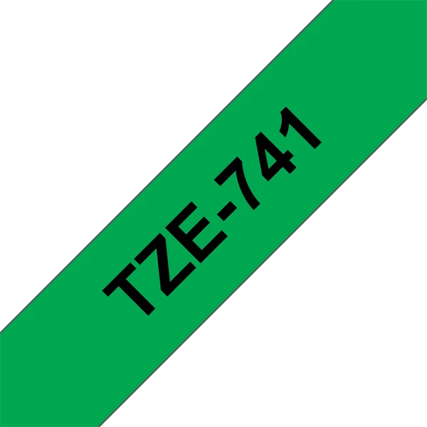 BROTHER szalag TZe-741, Zöld alapon Fekete, Laminált, 18mm  0.7