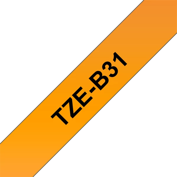 BROTHER szalag TZe-B31, Fluoreszkáló narancs alapon Fekete, Laminált, 12mm  0.47