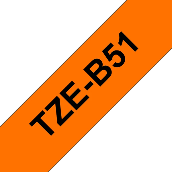 BROTHER szalag TZe-B51, Fluoreszkáló narancs alapon Fekete, Laminált, 24mm  0.94