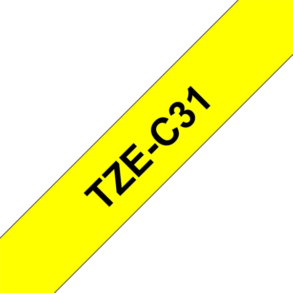 BROTHER szalag TZe-C31, Fluoreszkáló sárga alapon Fekete, Laminált, 12mm  0.47
