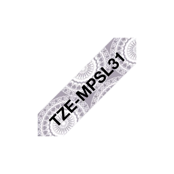 BROTHER szalag TZe-MPSL31, Ezüst mintás alapon Fekete, Laminált, 12mm  0.47