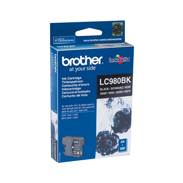 BROTHER Tintapatron LC980BK, 300 oldal, Fekete