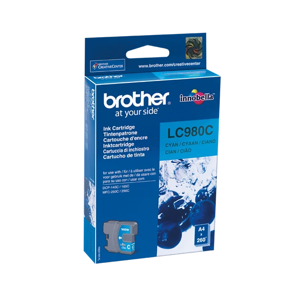 Brother Tintapatron LC980C, 260 oldal, Cián